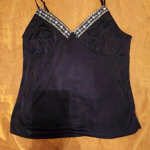 Elegant Black Embellished Women's Top